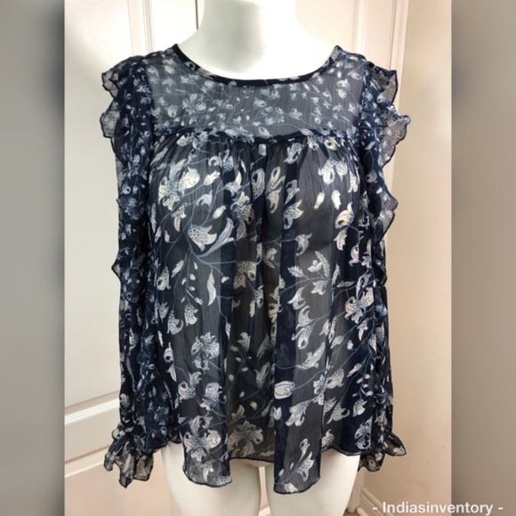 Lucky Brand Floral Print Ruffle Top - Picture 2 of 3